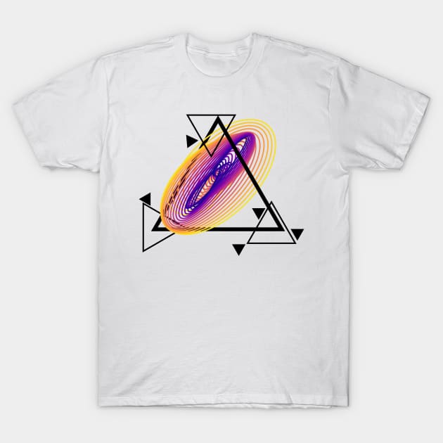 Harmonic Motion Geometry | Plasma Wormhole Yellow Red Blue T-Shirt by aRtVerse